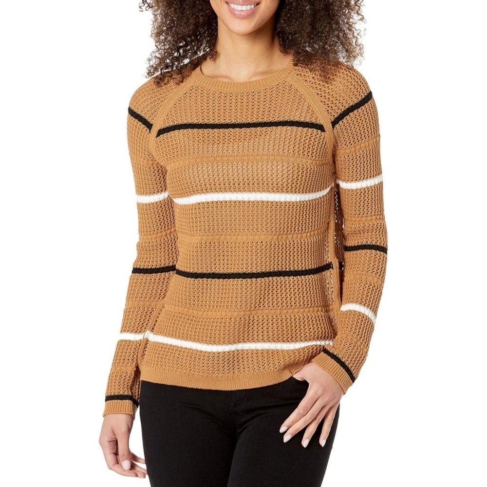 Calvin Klein Woman's Open Knit Striped Sweater